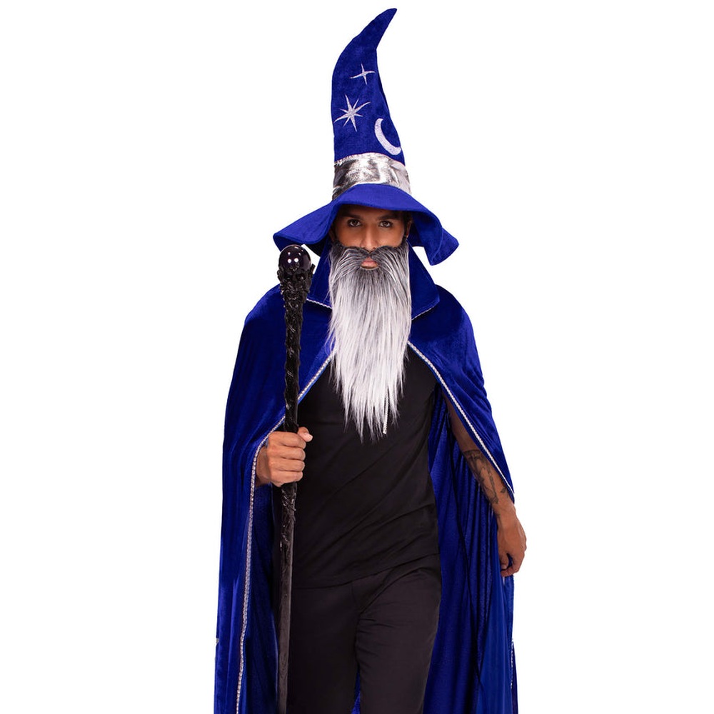 Leg Avenue - 3 PC Wizard Kit, Cape, Hat and Beard Ensemble d'accessoires de costume - Bleu